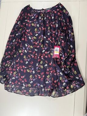 Women's Floral A-Line Skirt - Navy with Pink Floral